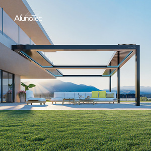 Most Advanced Pergola System AlunoTec Rotating & Retractable Louvers Roof Outdoor Garden Gazebo Aluminum Sunroom Pavilion