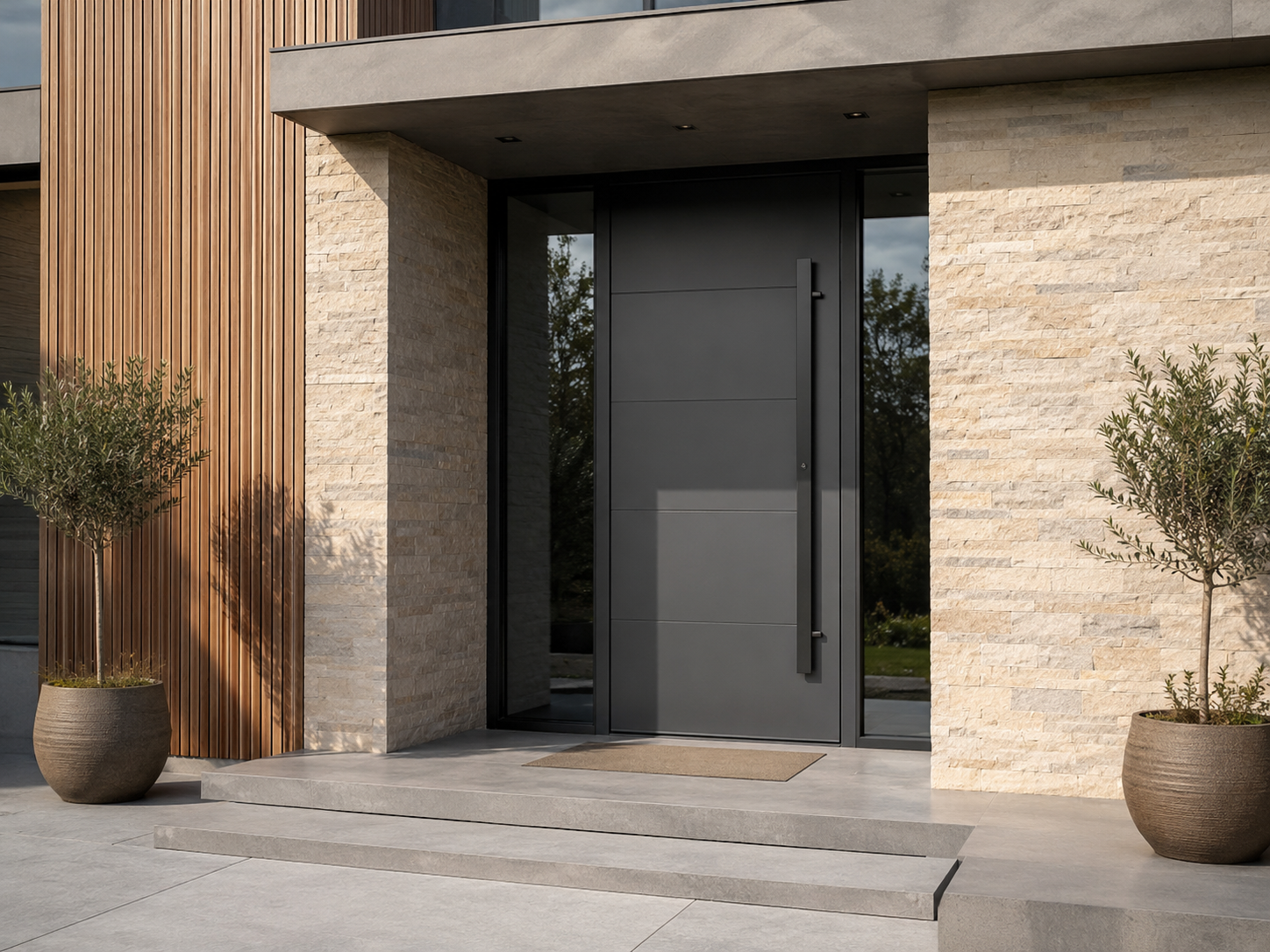 Modern commercial thermally broken aluminium entrance door