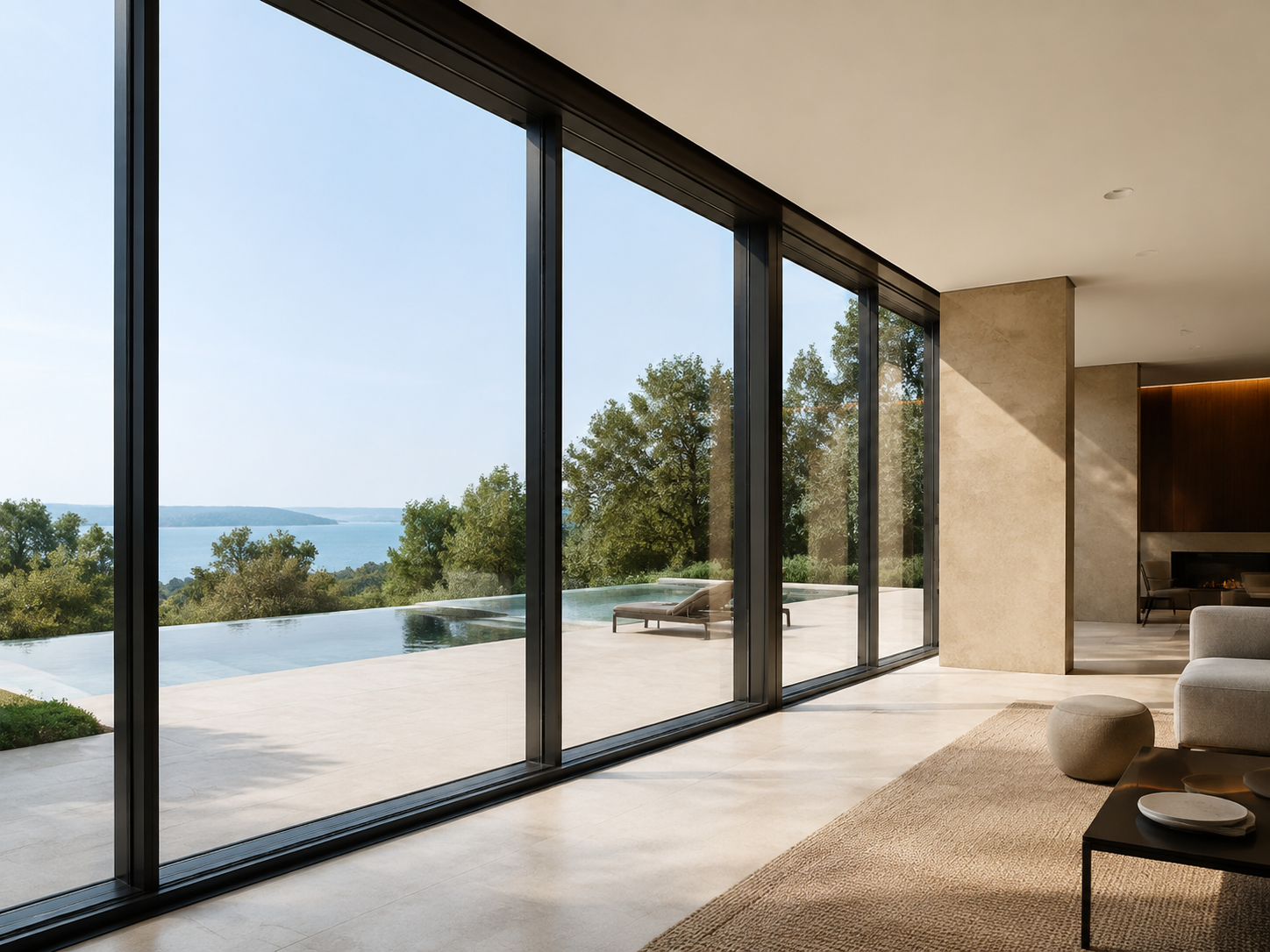 Thermal break aluminium window system installed in luxury modern villa