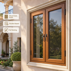 Stainless Steel Wood Grain UPVC Casement Window